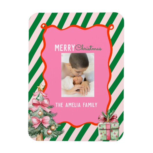 Groovy Christmas Tree Doodle Photo  マグネット (縦)