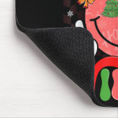 Groovy Christmas Vibes Smile Face Santa Hat Xmas M マウスパッド (コーナー)