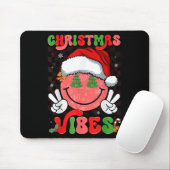Groovy Christmas Vibes Smile Face Santa Hat Xmas M マウスパッド (マウス)