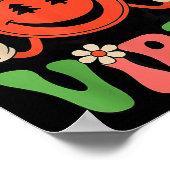 Groovy Christmas Vibes Smile Face Santa Hat Xmas T ポスター (角)