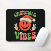 Groovy Christmas Vibes Smile Face Santa Hat Xmas T マウスパッド (マウス)