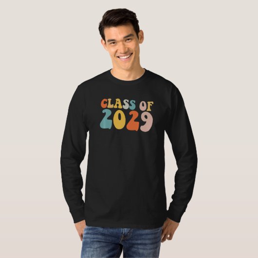 Groovy Class Of 2029 Senior Junior 12th Grade Back Tシャツ (正面フル)