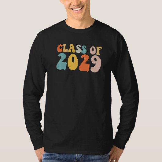 Groovy Class Of 2029 Senior Junior 12th Grade Back Tシャツ (正面)