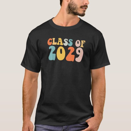 Groovy Class Of 2029 Senior Junior 12th Grade Back Tシャツ (正面)