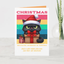 Groovy Claus Funny Cat Retro Christmas Photo シーズンカード