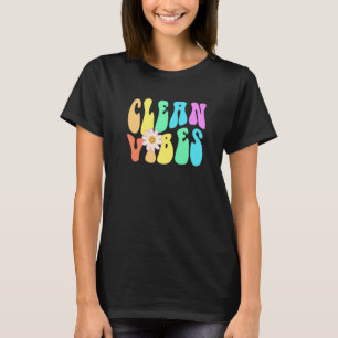 Groovy CLEAN VIBESカストディアンクリーニングクルーソバーC Tシャツ