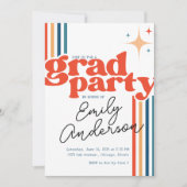 Groovy colorful grad card with graduation  招待状 (正面)