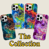 Groovy Colorful Tie Dye Custom Name Retro  iPhoneケース