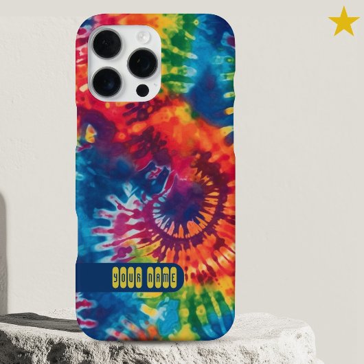 Groovy Colorful Tie Dye Custom Name Retro  iPhoneケース
