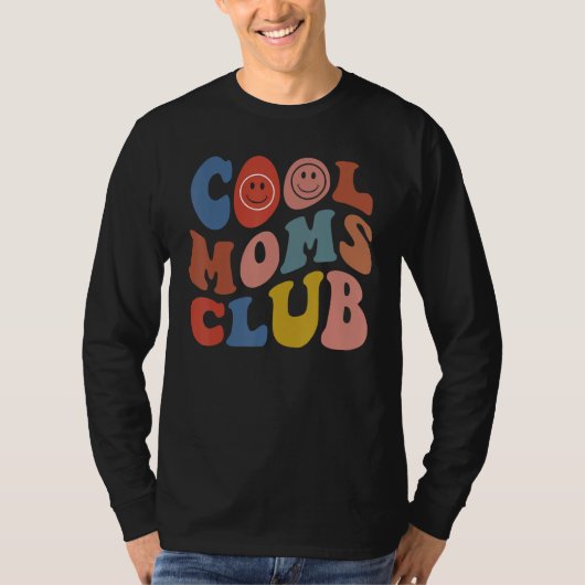 Groovy Cool Moms Club Smile Face  Mothers Day New  Tシャツ (正面)