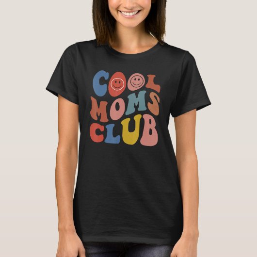 Groovy Cool Moms Club Smile Face  Mothers Day New  Tシャツ (正面)