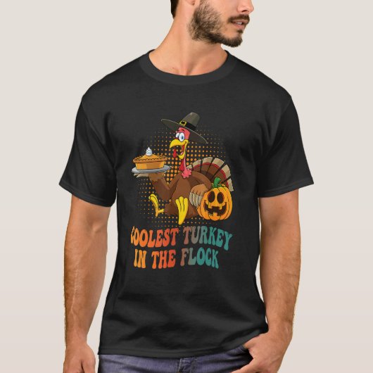 Groovy Coolest Turkey In The Flock Turkey hat pump Tシャツ (正面)