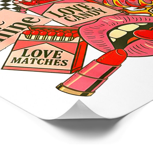 Groovy Coquette Western Valentines Day Collage Cli ポスター (角)