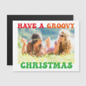 Groovy Crismas Cute Hippie Photo Magnetic Card (正面/裏面)
