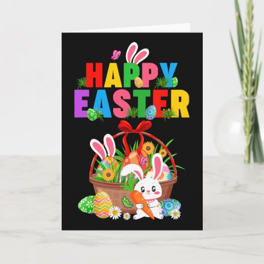 Groovy Cute Bunny Easter Egg Sket Easter Day Girls カード (正面)