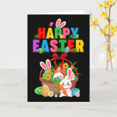 Groovy Cute Bunny Easter Egg Sket Easter Day Girls カード (黄色い花)