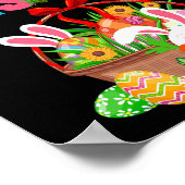 Groovy Cute Bunny Easter Egg Sket Easter Day Girls ポスター (角)