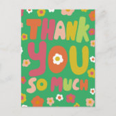 Groovy Daisies カラフル バブルレター ありがとう ポストカード (正面)