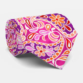 Groovy Daisy Paisley BoHo Watercolor - Fuchsia ネクタイ (ロール)