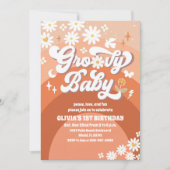 Groovy Daisy Rainbow Birthday Invitation 招待状 (正面)