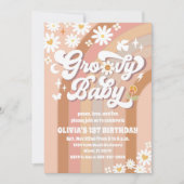 Groovy Daisy Rainbow Birthday Invitation 招待状 (正面)
