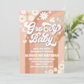 Groovy Daisy Rainbow Birthday Invitation 招待状 (スタンド正面)