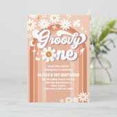 Groovy Daisy Retro 1st Birthday Invitation 招待状 (スタンド正面)