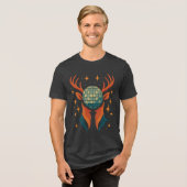 Groovy Deer Head - Disco Ball Forest Spirit Shirt トライブレンドＴシャツ (正面全面)