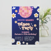 Groovy discoパーティーガールバースデー招待状レトロ70's 招待状 (スタンド正面)