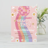 Groovy discoパーティーガールバースデー招待状レトロ70's 招待状 (スタンド正面)