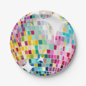 Groovy Discoパーティーレトロ70sレッツディスコ誕生日 ペーパープレート (正面)