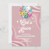 Groovy Discoパーティーレトロ70sレッツディスコ誕生日 招待状 (正面)