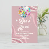 Groovy Discoパーティーレトロ70sレッツディスコ誕生日 招待状 (スタンド正面)