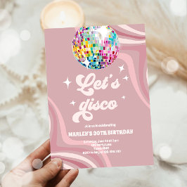 Groovy Discoパーティーレトロ70sレッツディスコ誕生日 招待状