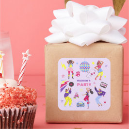 Groovy Discoパーティーレトロ80sディスコボール スクエアシール