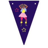 Groovy Discoパープルパーティーレトロ80s 90s女の子 バンティングフラッグ (第1の旗)