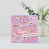 Groovy Discoボールパーティーのパーソナライズ誕生日 招待状 (スタンド正面)