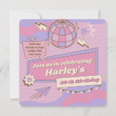 Groovy Discoボールパーティーのパーソナライズ誕生日 招待状 (正面)