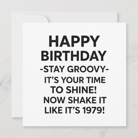 Groovy Disco誕生日カードGen X カード (正面)