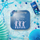 Groovy Disco Ball Blue Mans 50th Birthday ペーパープレート (パーティー)