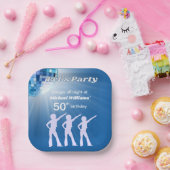 Groovy Disco Ball Blue Mans 50th Birthday ペーパープレート (パーティー)