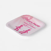 Groovy Disco ball Pink Purple Womans 50th Birthday ペーパープレート (傾斜あり)