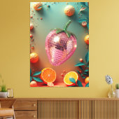 Groovy Disco Ball Strawberry Fruit Pop Art Wall キャンバスプリント (インサイチュ (リビング))