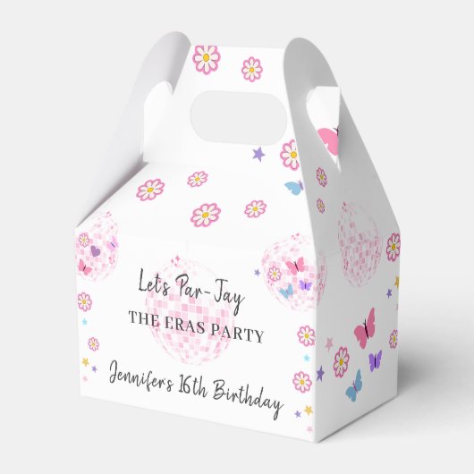 Groovy Disco Eras誕生日パーティーの好意ボックス フェイバーボックス (正面サイド)