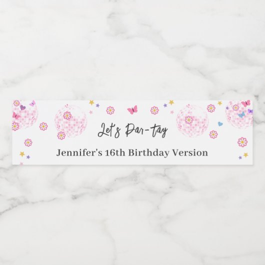 Groovy Disco Eras誕生日パーティー ペットボトルラベル (シングルラベル)