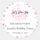 Groovy Disco Eras誕生日パーティー ラウンドシール (正面)