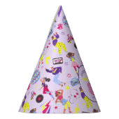 Groovy Disco Lilaパーティーレトロ80sパターン パーティーハット (左)