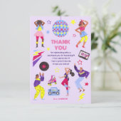 Groovy Disco Lilaパーティーレトロ80s女の子 サンキューカード (スタンド正面)