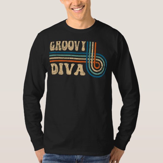 Groovy Diva 70s美的ノスタルジア1970のレトロ7 Tシャツ (正面)