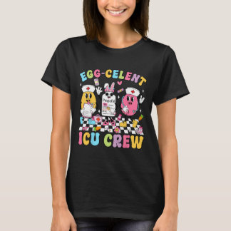 Groovy Easter Day Egg-celent Icu Crew Bunny Nurse  Tシャツ
